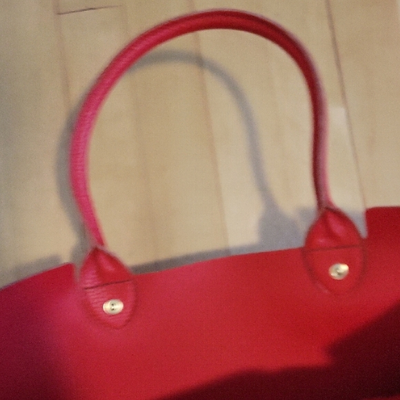 Mark And Graham Red Leather Tote Bag Purse -  J - Picture 8 of 12
